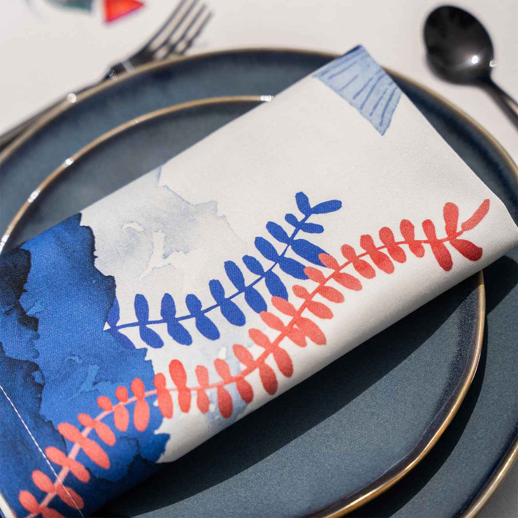 Set of 4 Napkins Satin «The Reef» 100% Made in Italy
