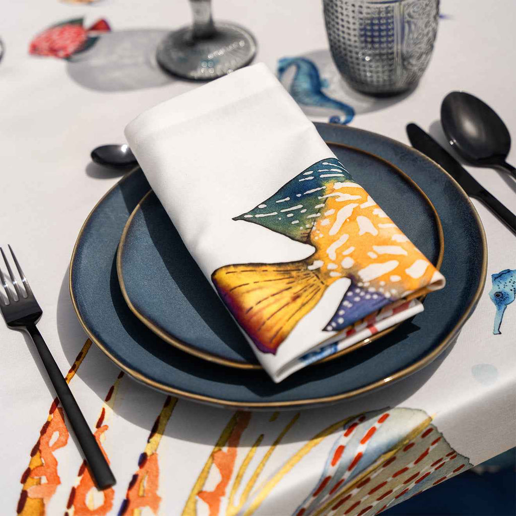 Set of 4 Napkins Satin «The Reef» 100% Made in Italy