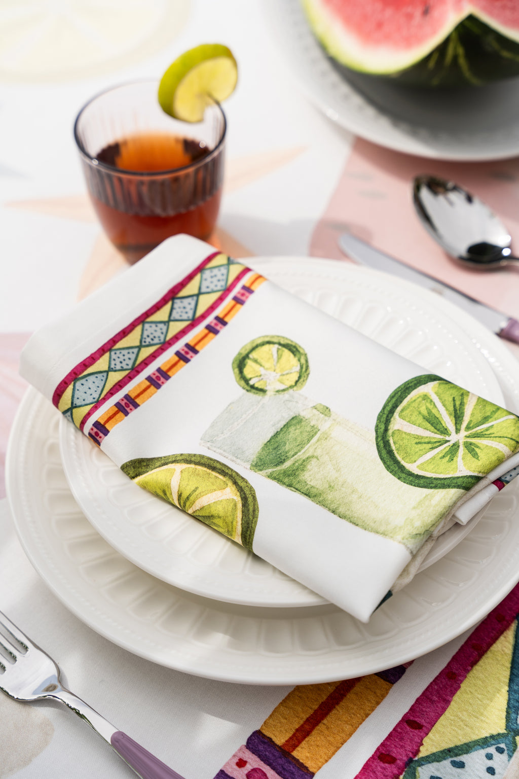 Set of 4 Napkins Satin Summer Party