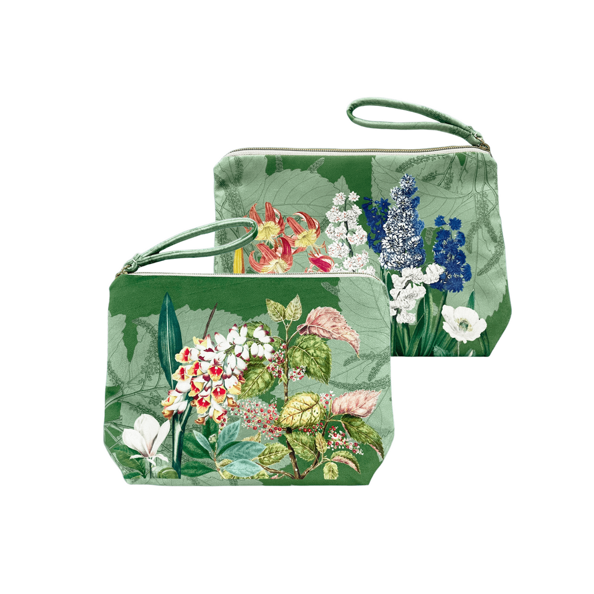 Dafne velvet pochette with botanical print