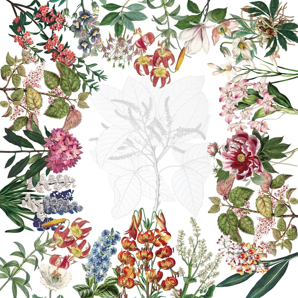 Dafne Pure Linen tablecloth with botanical print, 110 × 110 cm