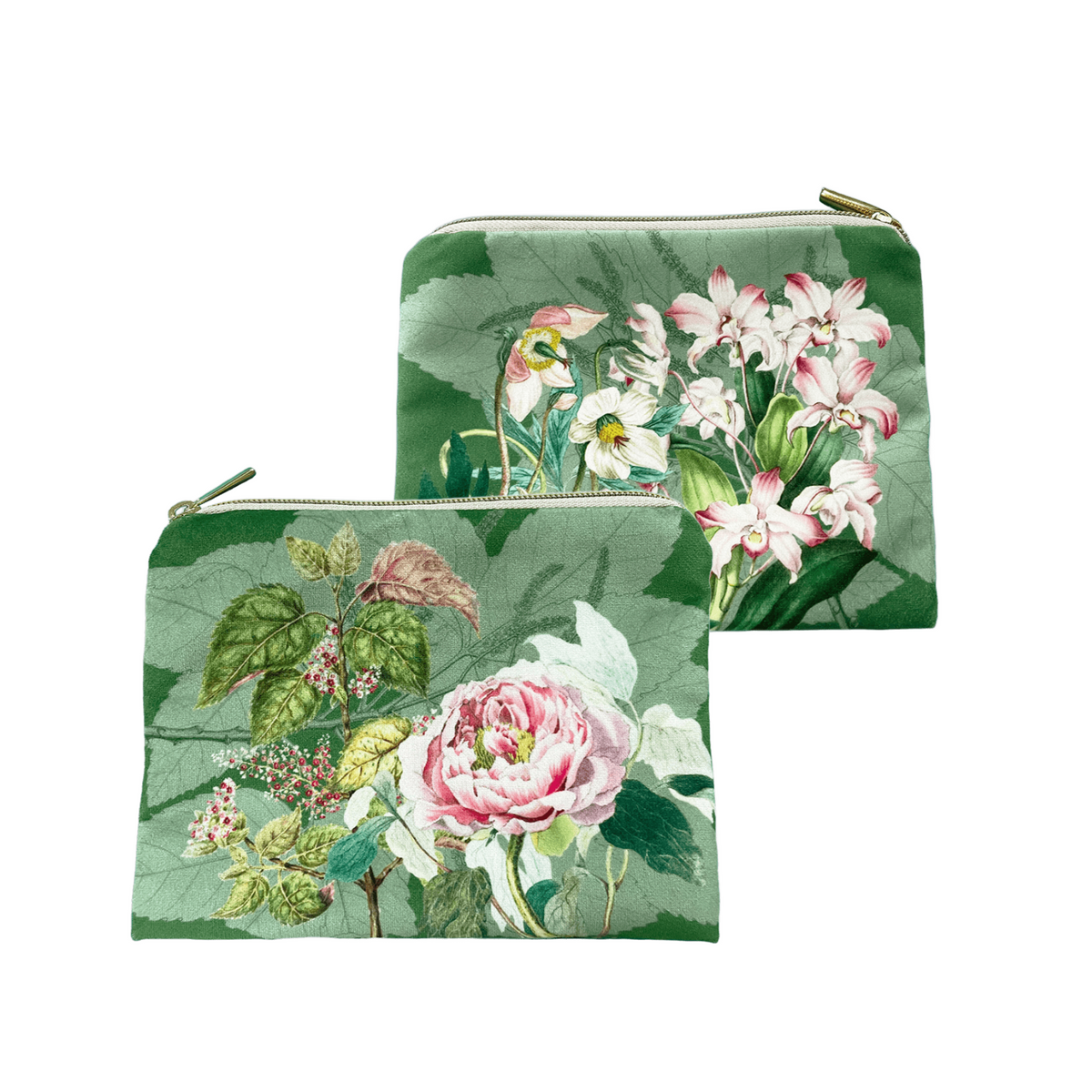 Dafne velvet trousse with botanical print