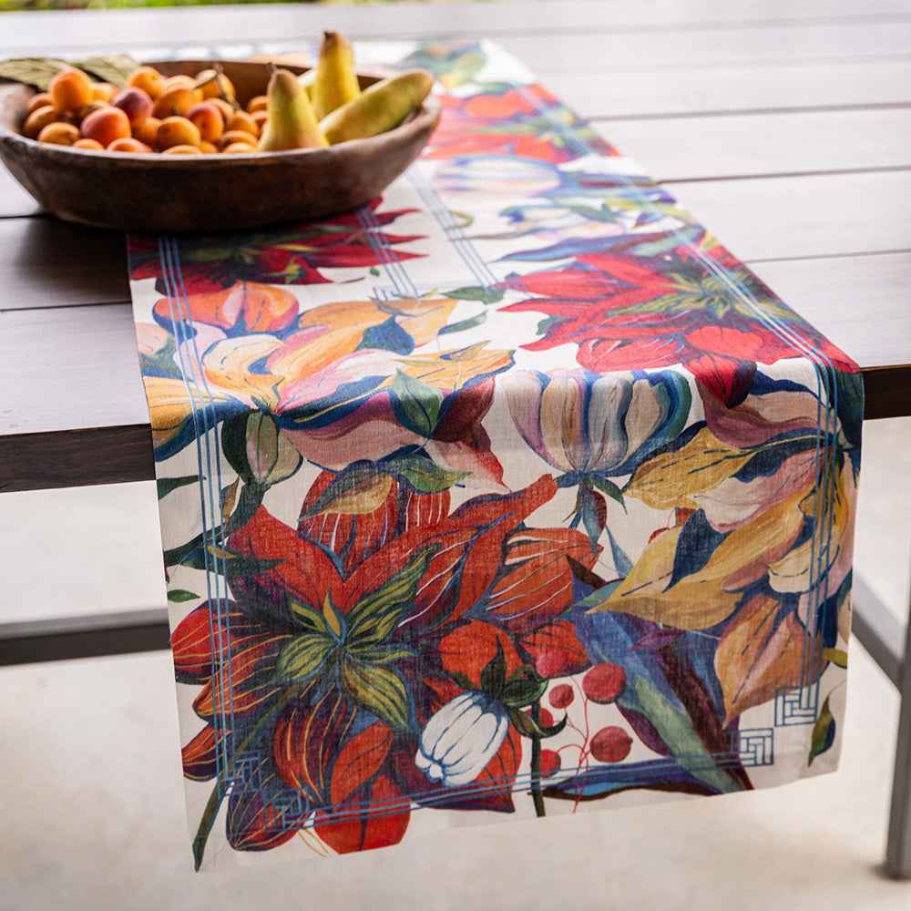 Linen Runner «Dahlia» 100% Made in Italy