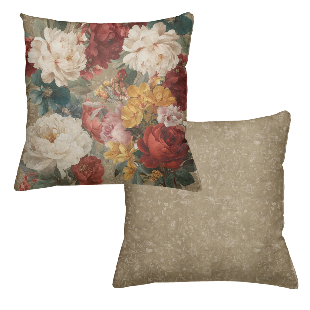 De Ronsard decorative velvet cushion con rose print, vista 2