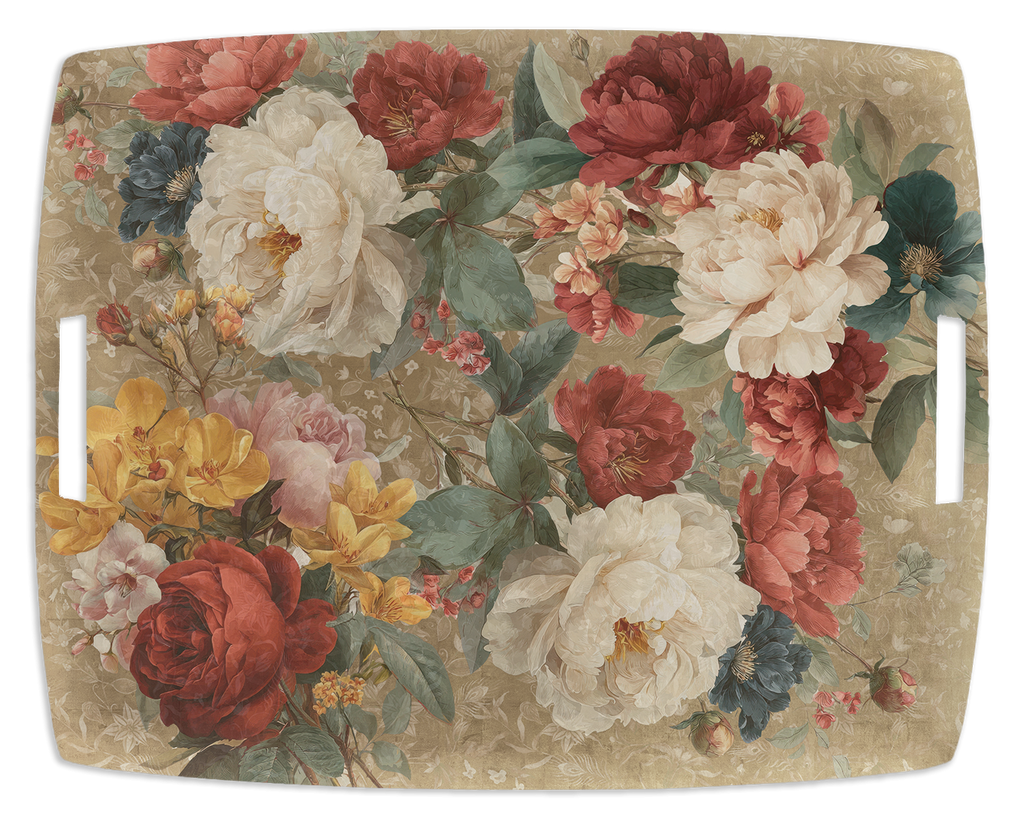 De Ronsard acrylic tray with printed floral linen, view 3
