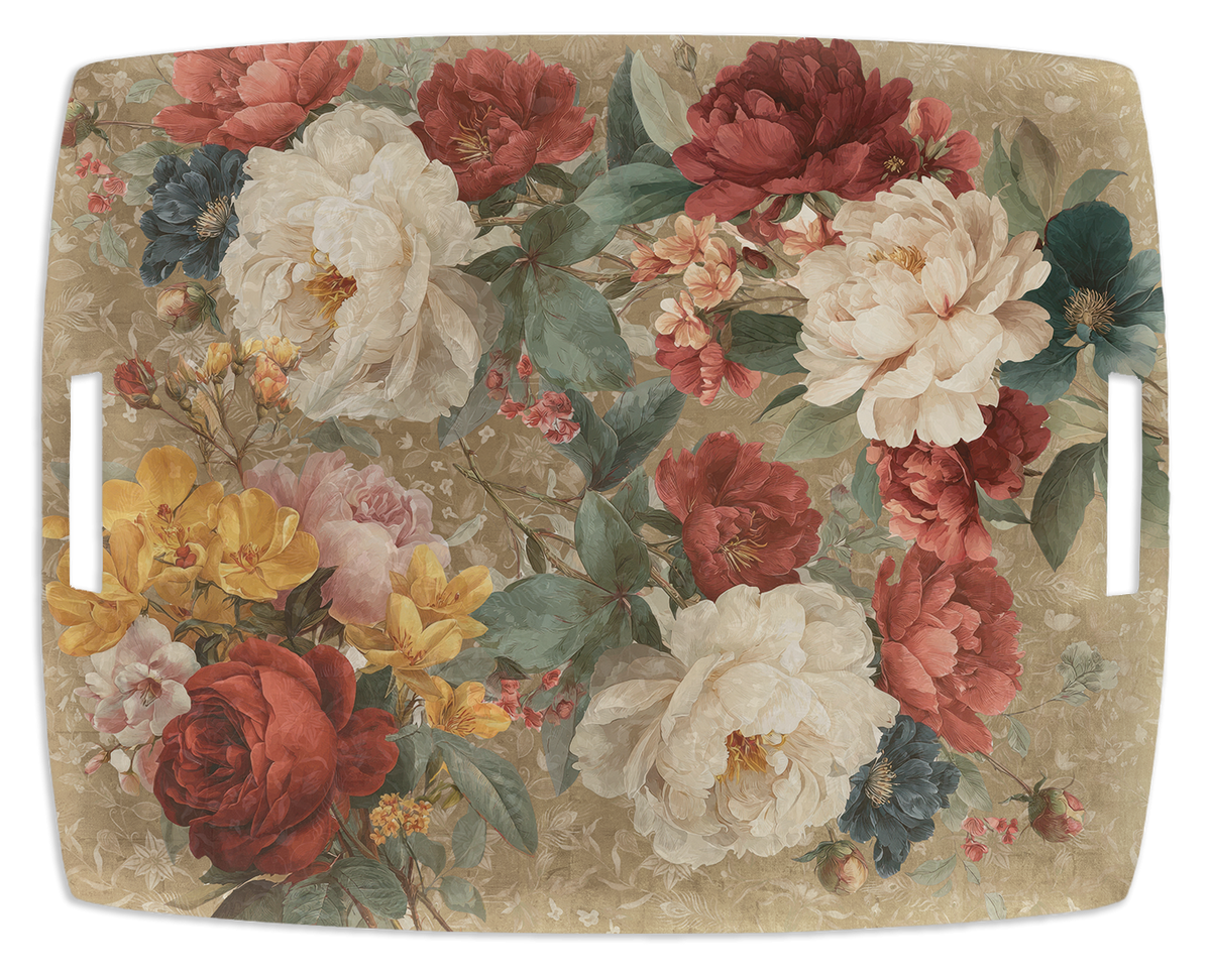 De Ronsard acrylic tray with printed floral linen, view 3