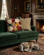 De Ronsard decorative velvet cushion with rose print