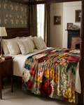 De Ronsard velvet throw blanket with floral rose print