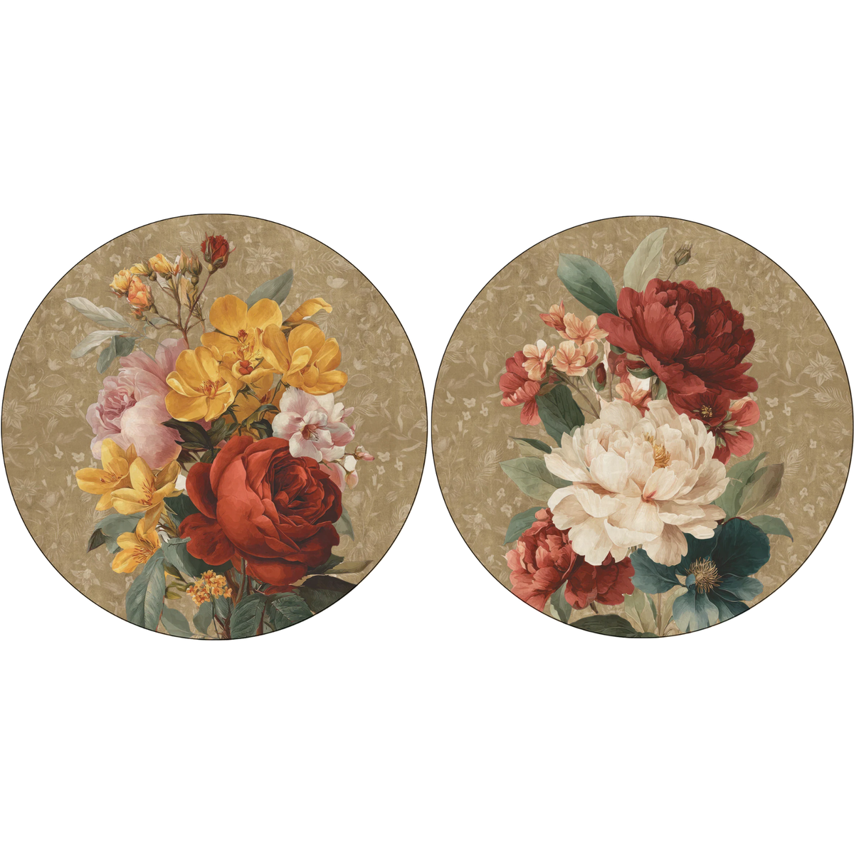De Ronsard floral wood and cork coasters
