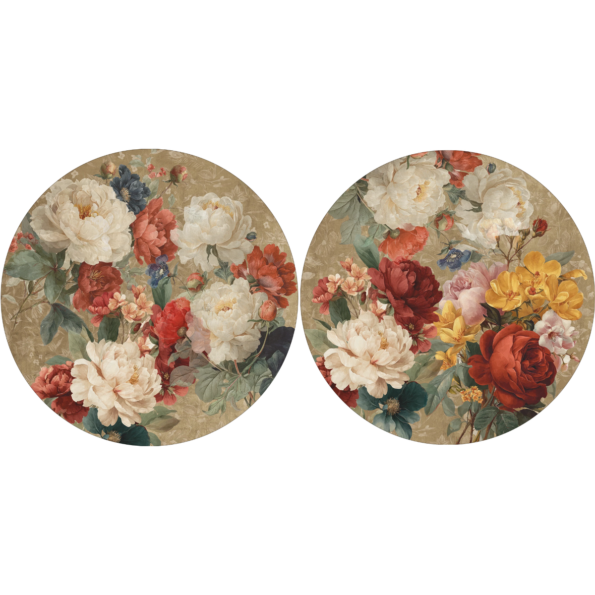 De Ronsard round hardboard placemats with floral rose print