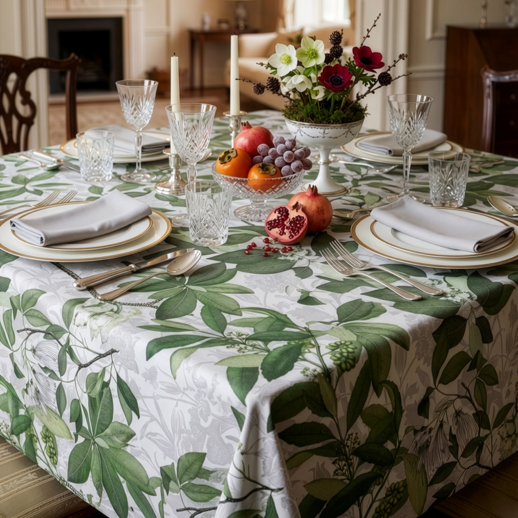 Hedycarya Premium Linen Tablecloth, The Napking home textile, 180x320 cm, Green