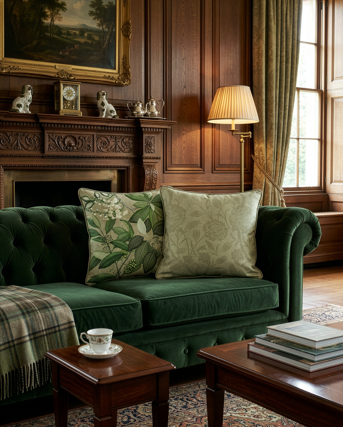 Hedycarya decorative velvet cushion with botanical print, view 5