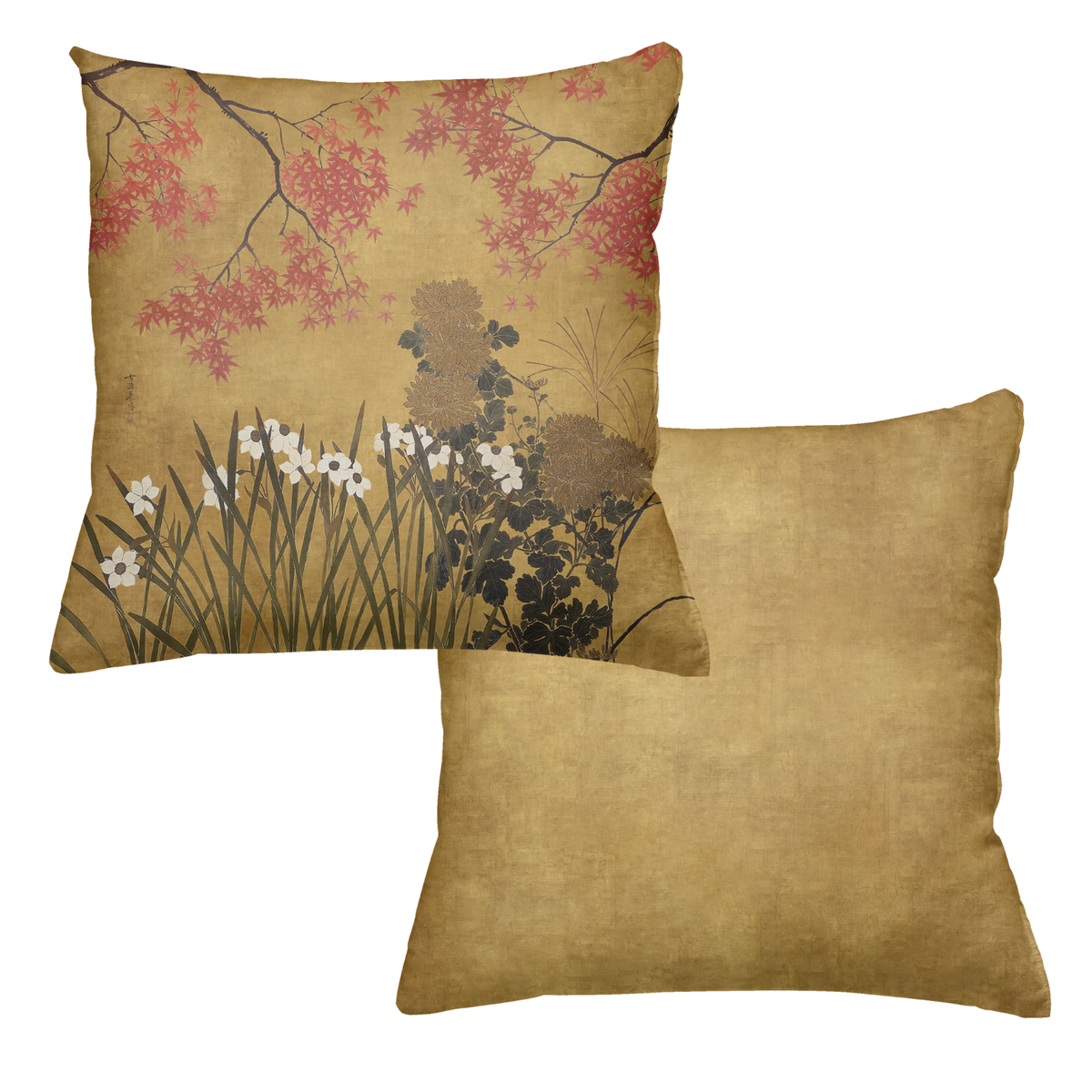 Eiji decorative velvet cushion with illustrated graphic print