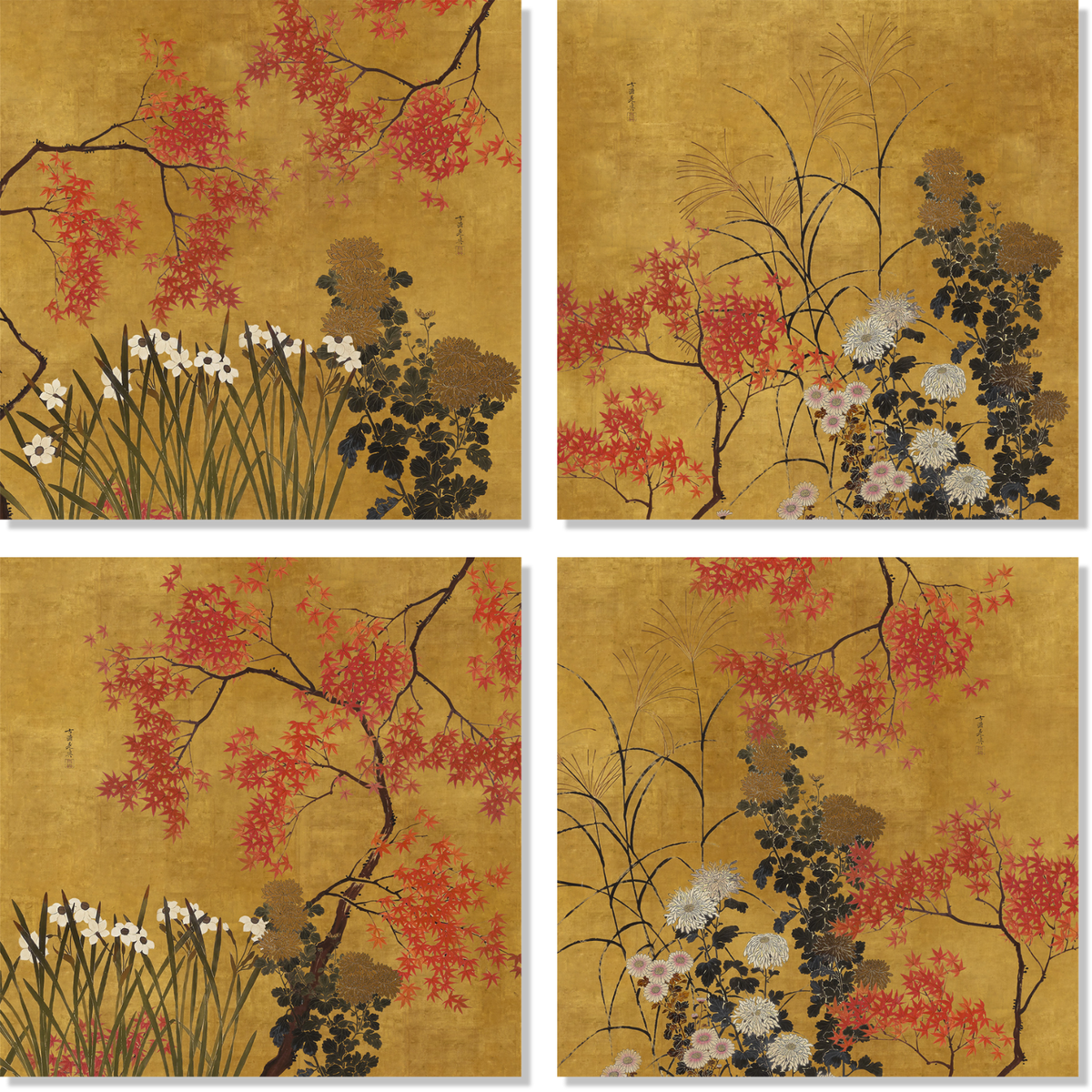 Eiji set of four Premium Linen napkins with graphic print, view 2