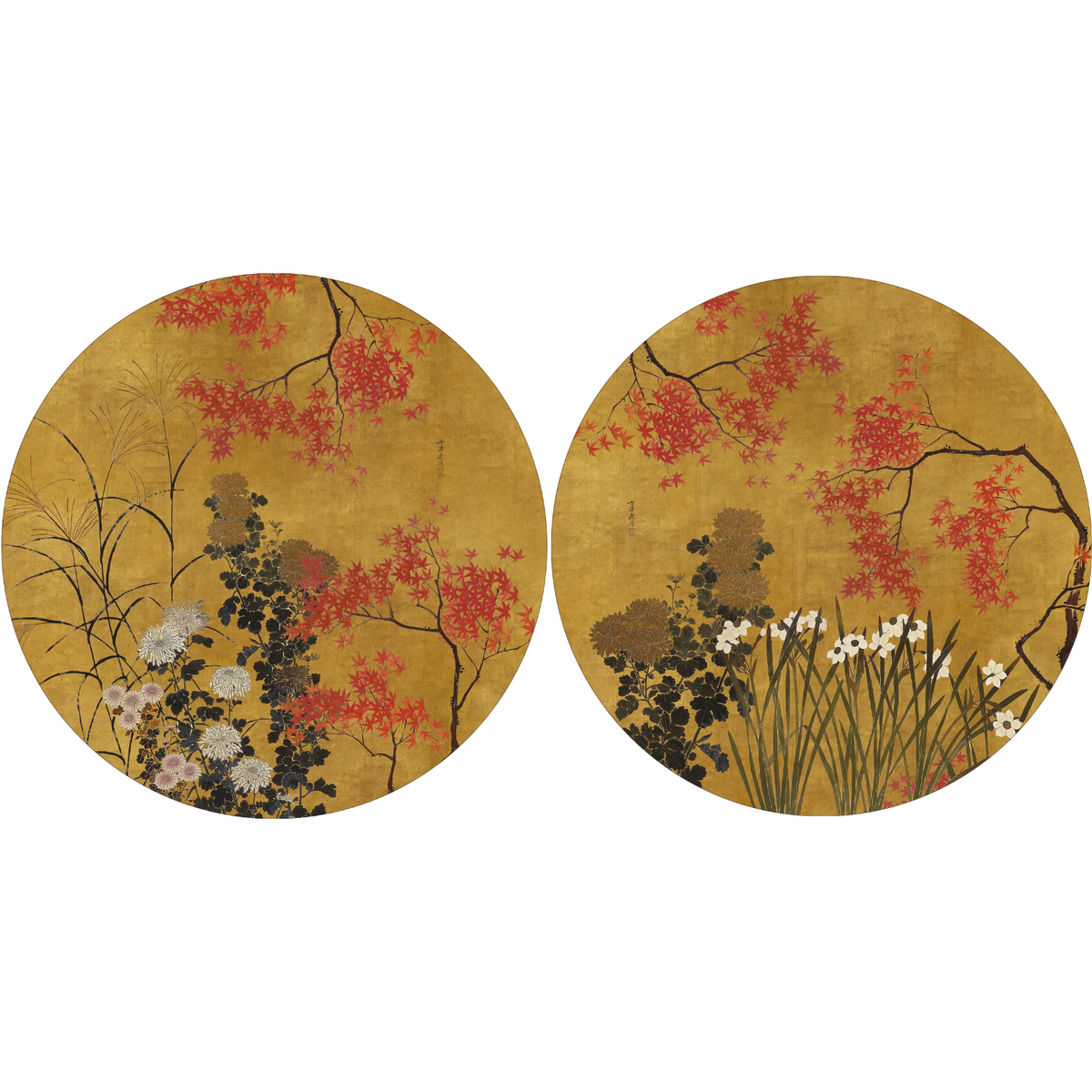 Eiji round hardboard and cork placemats with graphic print