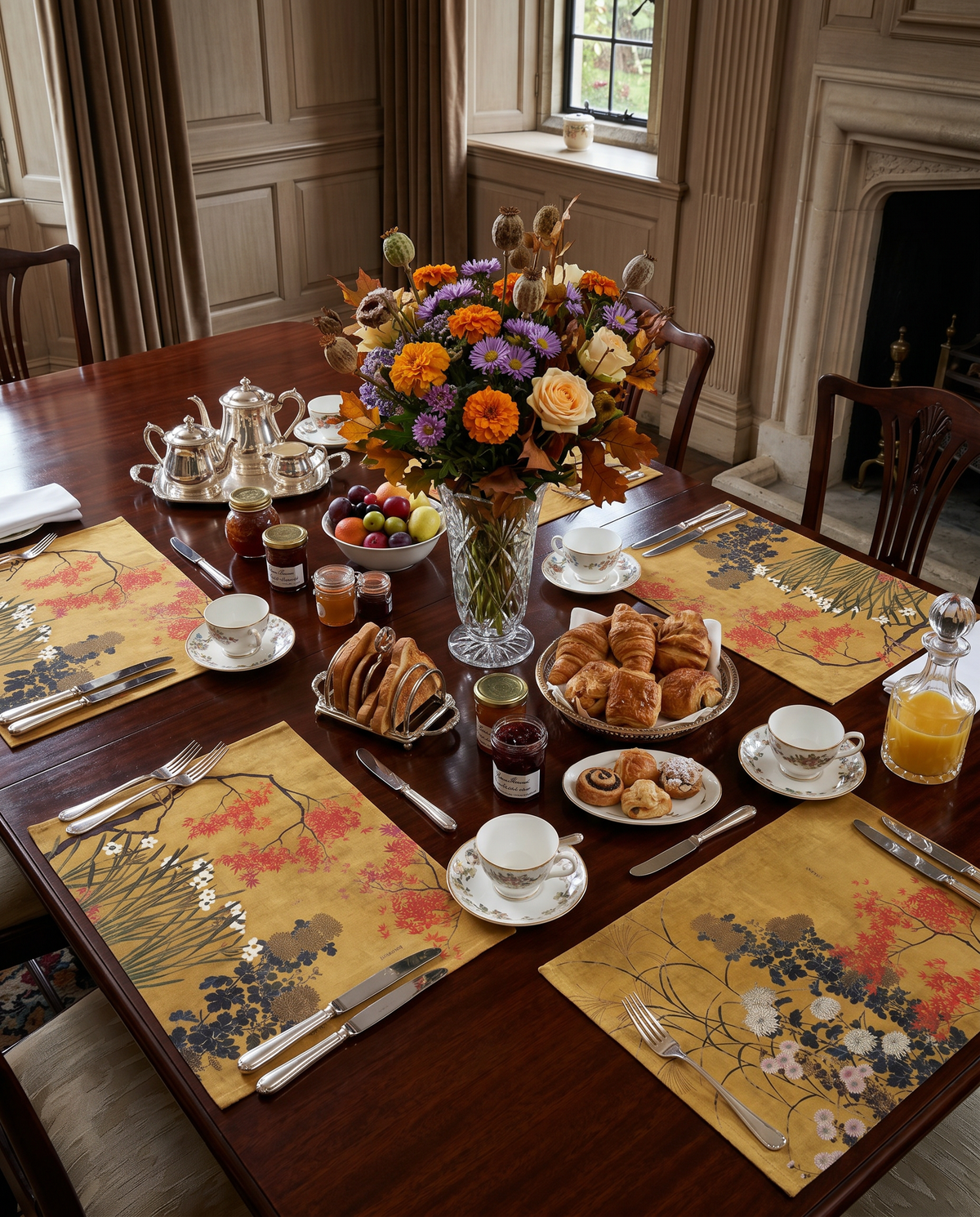 Eiji set of four Premium Linen placemats with graphic print