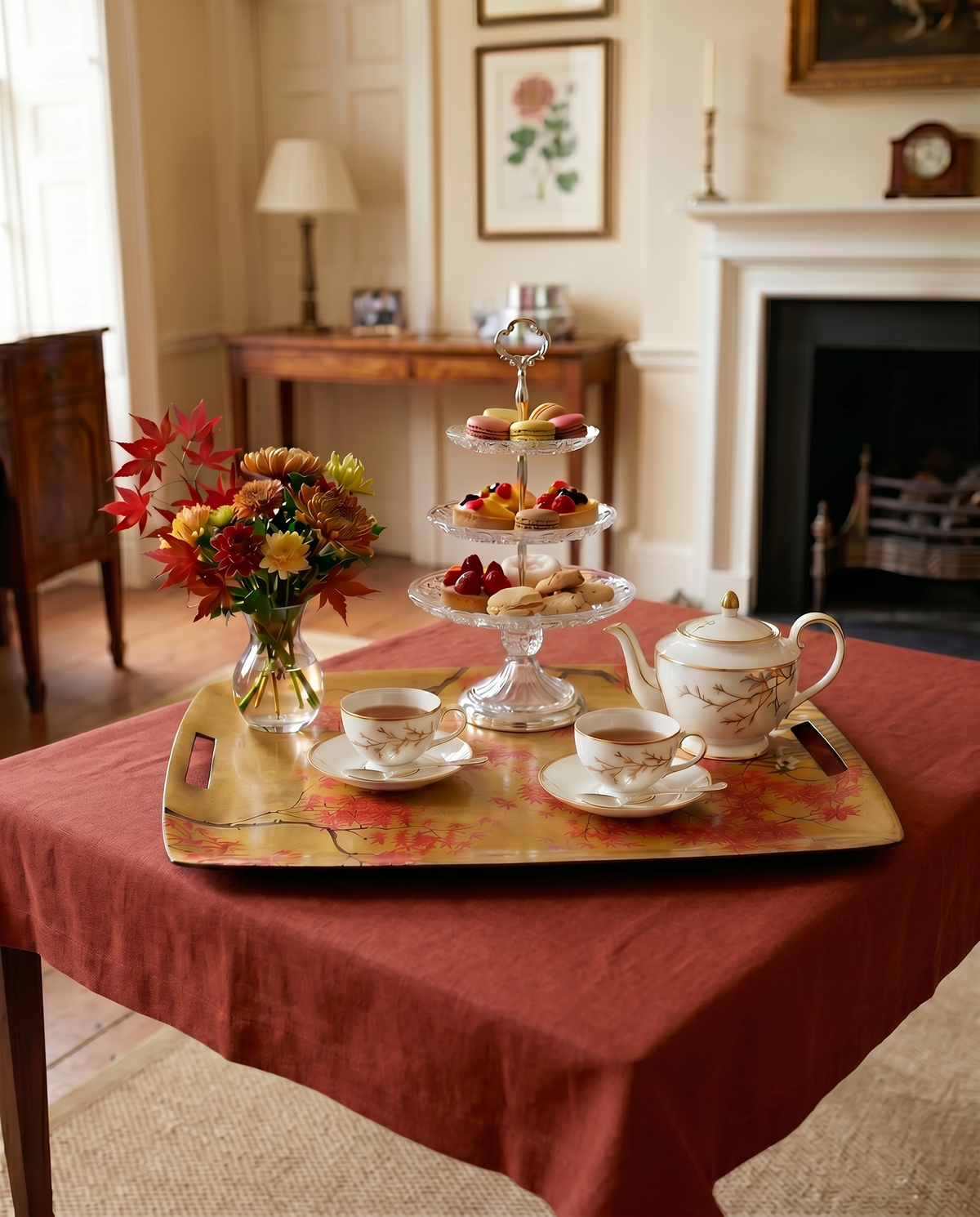 Eiji acrylic tray with digitally printed graphic linen