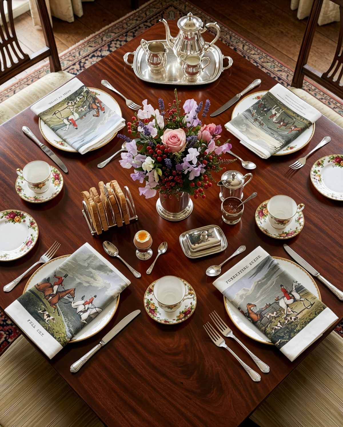 England set of four Premium Linen napkins with heritage print