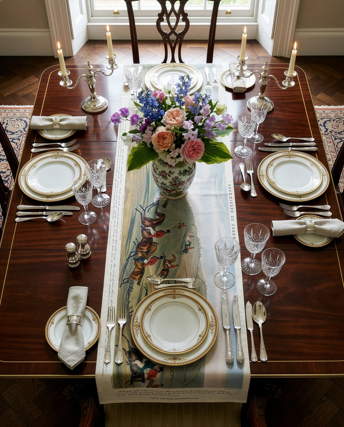 England lin premium table Chemin de table avec classic countryside imprimé