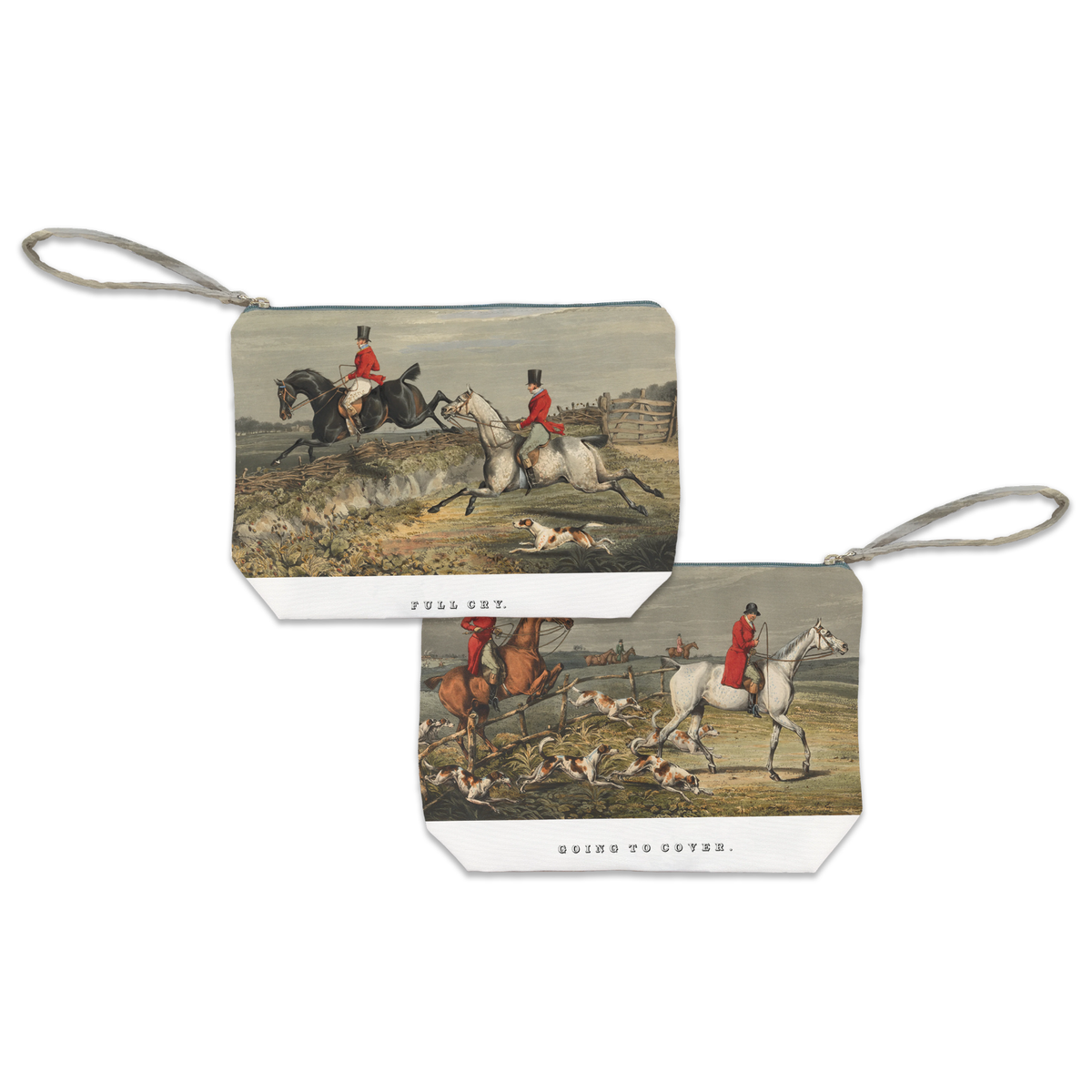 England velvet pochette with classic country-house print, view 2