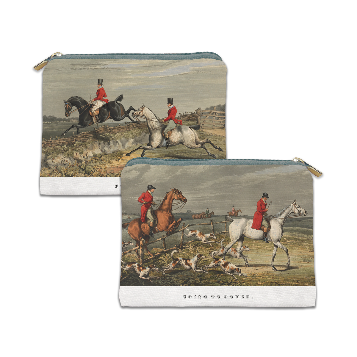 England velvet trousse with classic countryside print, view 2