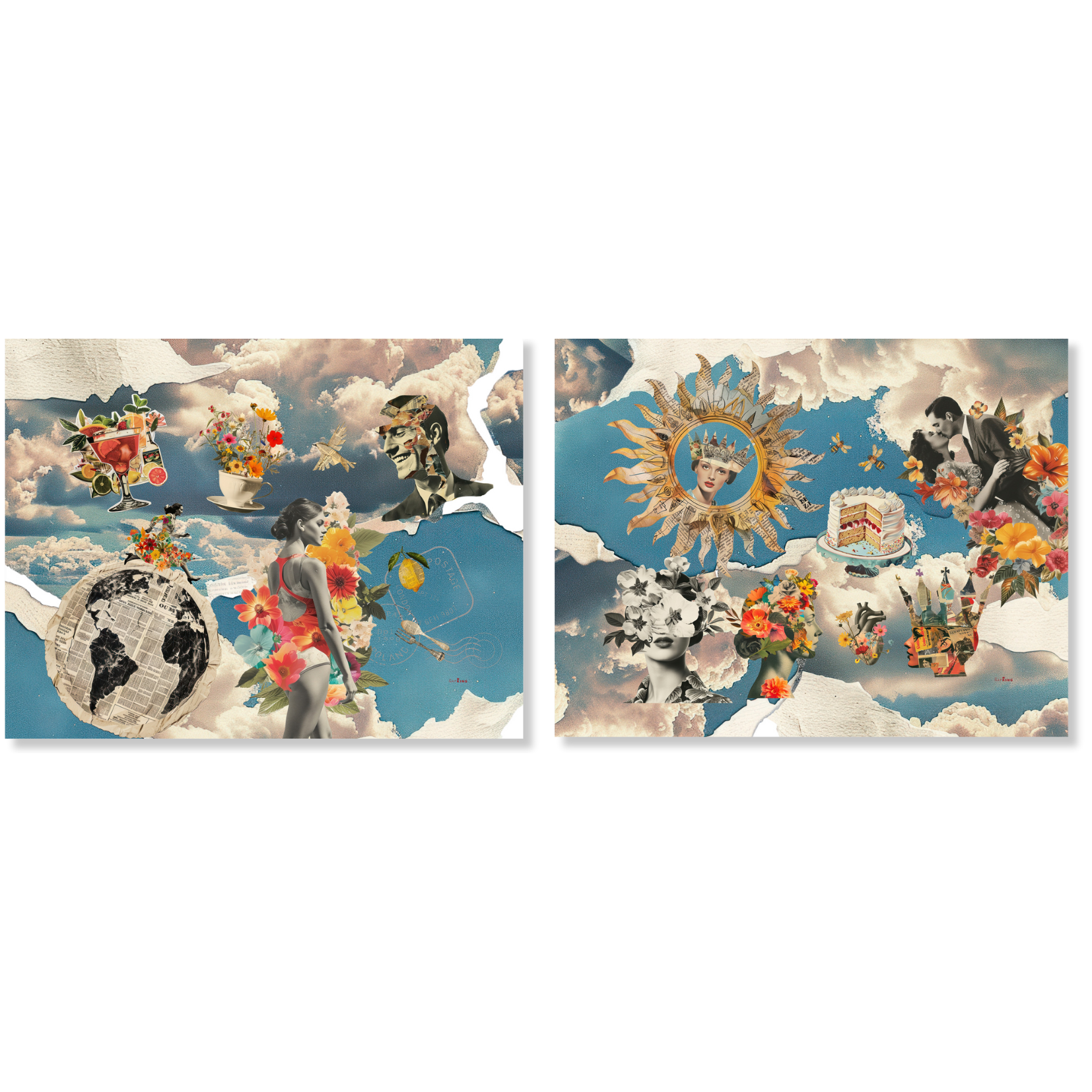 Set of 2 Placemats Set in Panama Cotton Ephemera