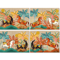 Equis Premium Linen placemats with equestrian-inspired graphic print