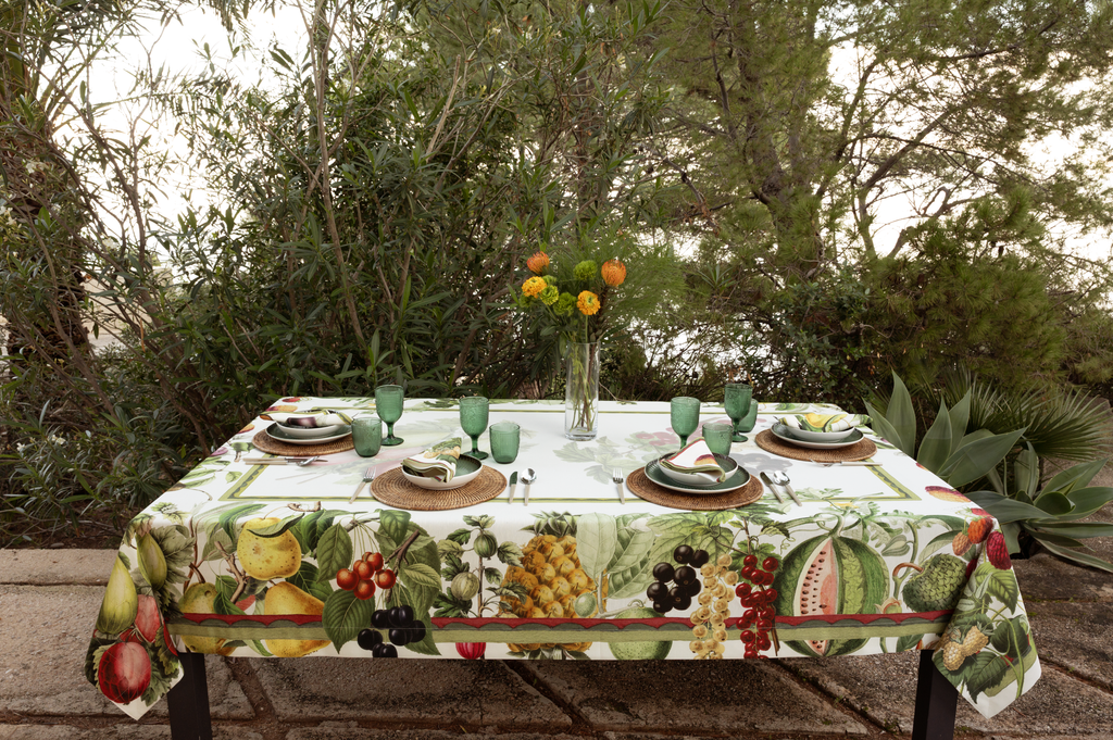 Mixed Linen Tablecloth Exotica, 100% Made in Italy