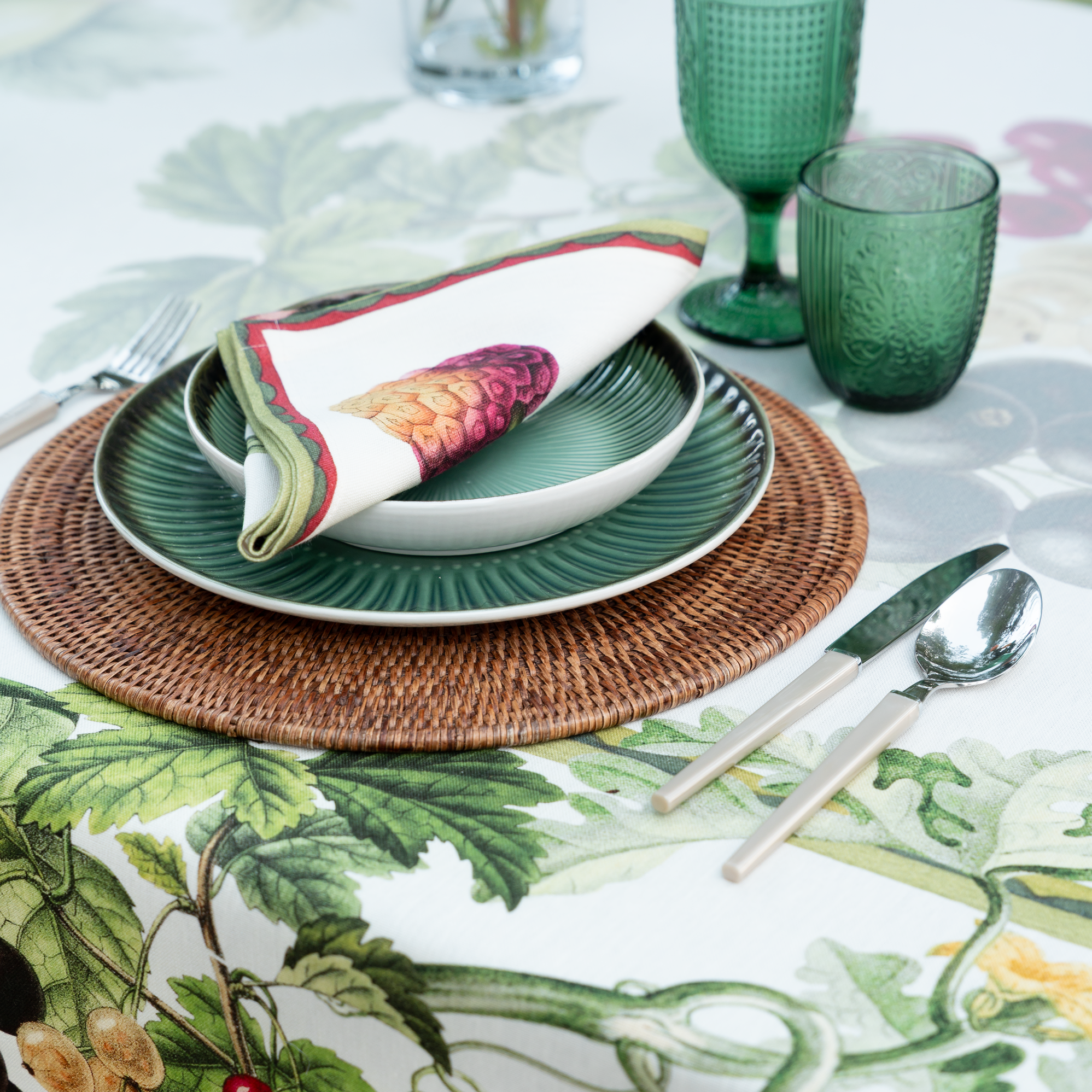 Mixed Linen Tablecloth Exotica, 100% Made in Italy