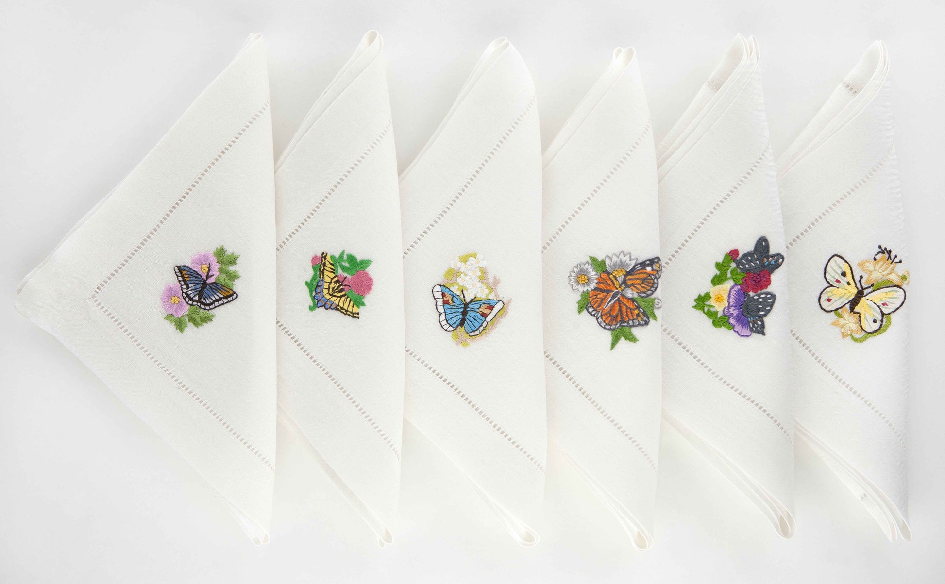 Farfalle Set of 6 Hand-Embroidered Napkins