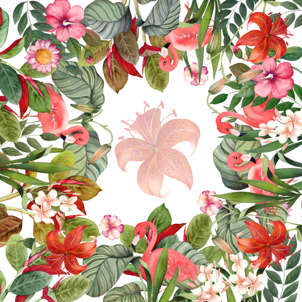 Nappe en satin de coton «Flamingos» 100% Made in Italy The Napking