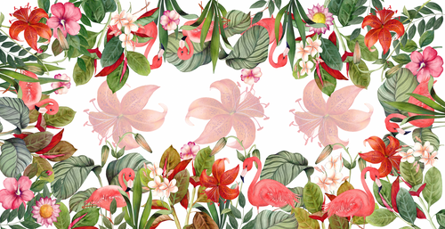 Satin Mantel «Flamingos» 100% Made in Italy The Napking