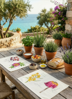 Flora Rosa Set de 4 manteles individuales Premium Quality lino
