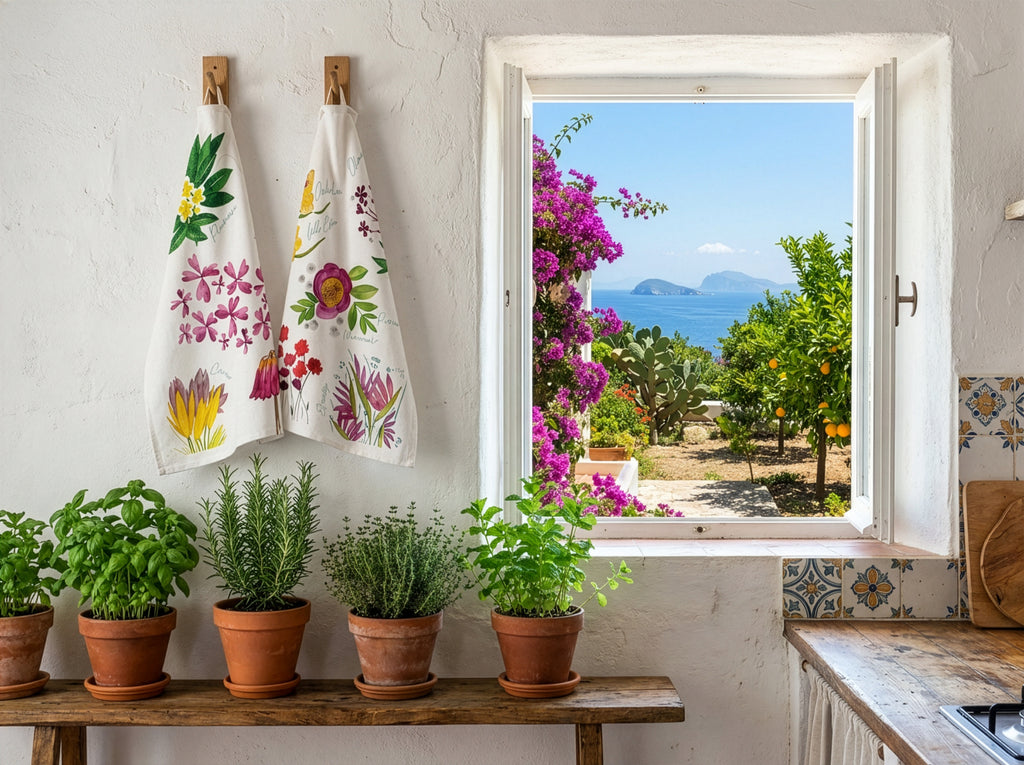 Flora Rosa Kitchen Towels Premium Linen