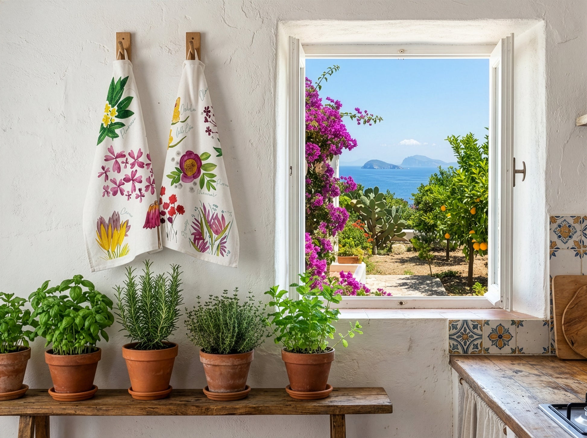 Flora Rosa Kitchen Towels Premium Linen