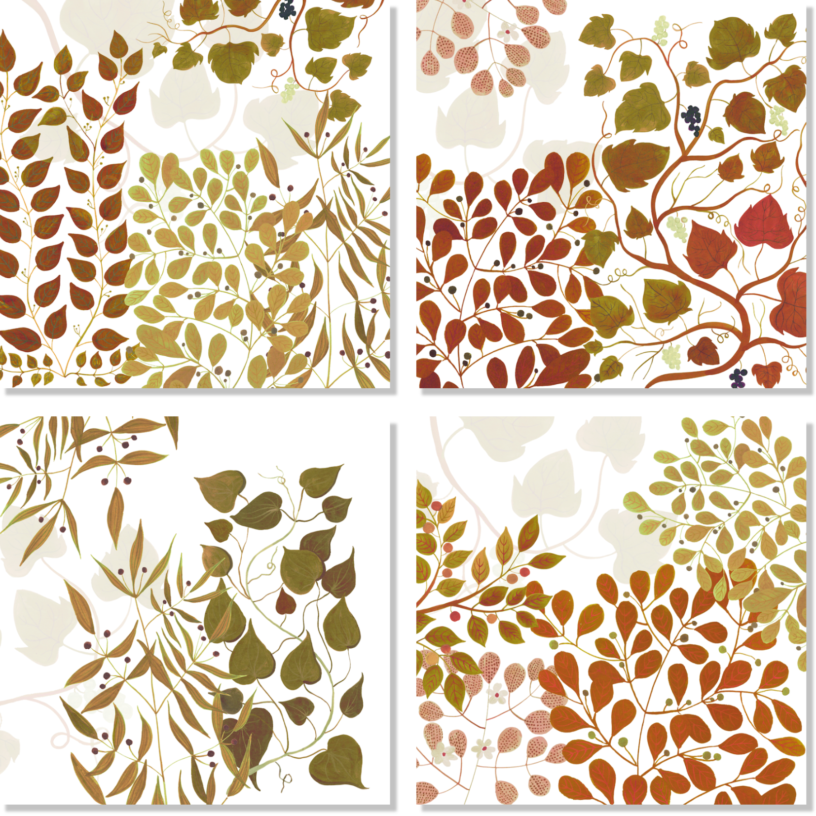 Set Of 4 Napkins Foliage 100% Made in Italy The Napking