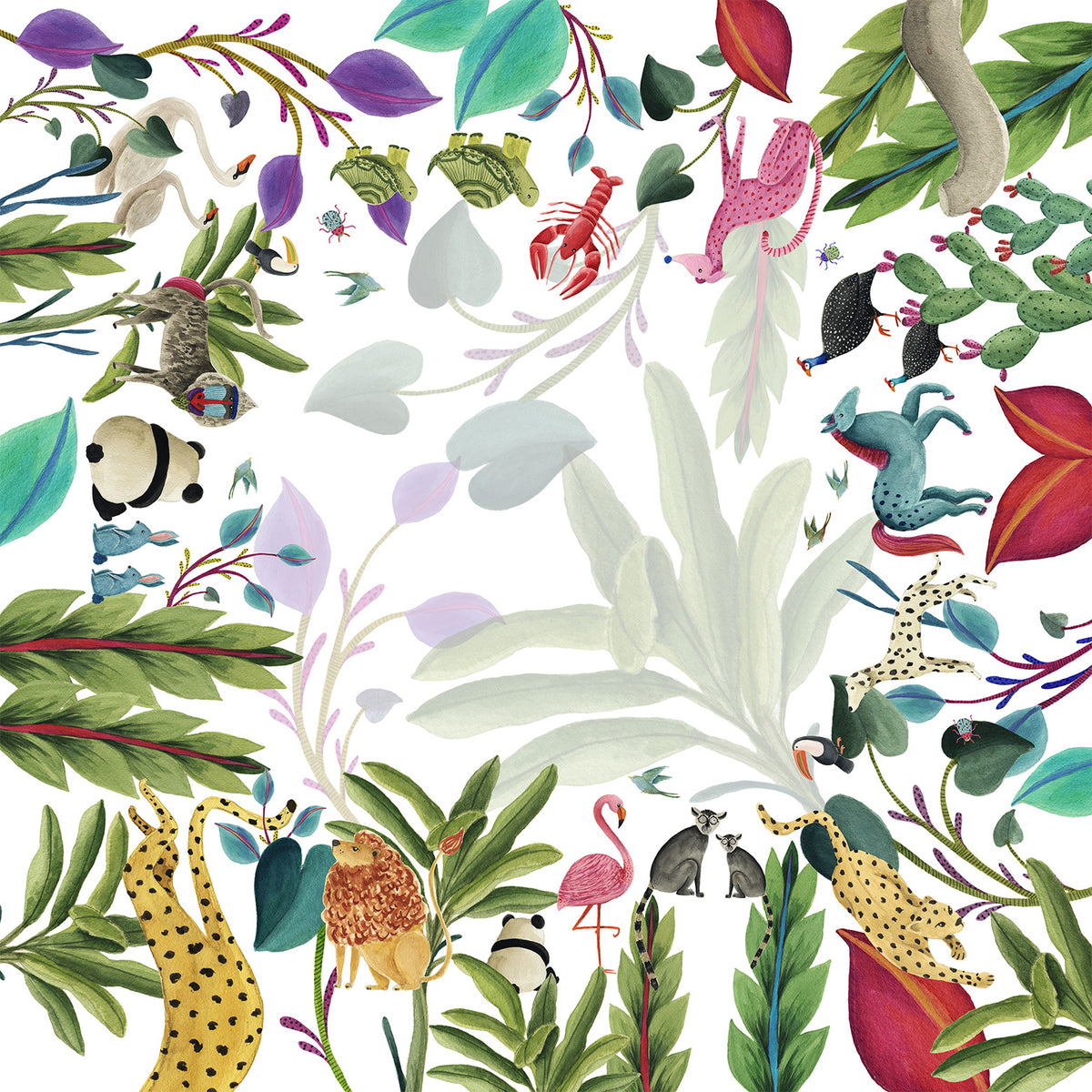 Nappe en satin de coton «Funky Animals» 100% Made in Italy | The Napking