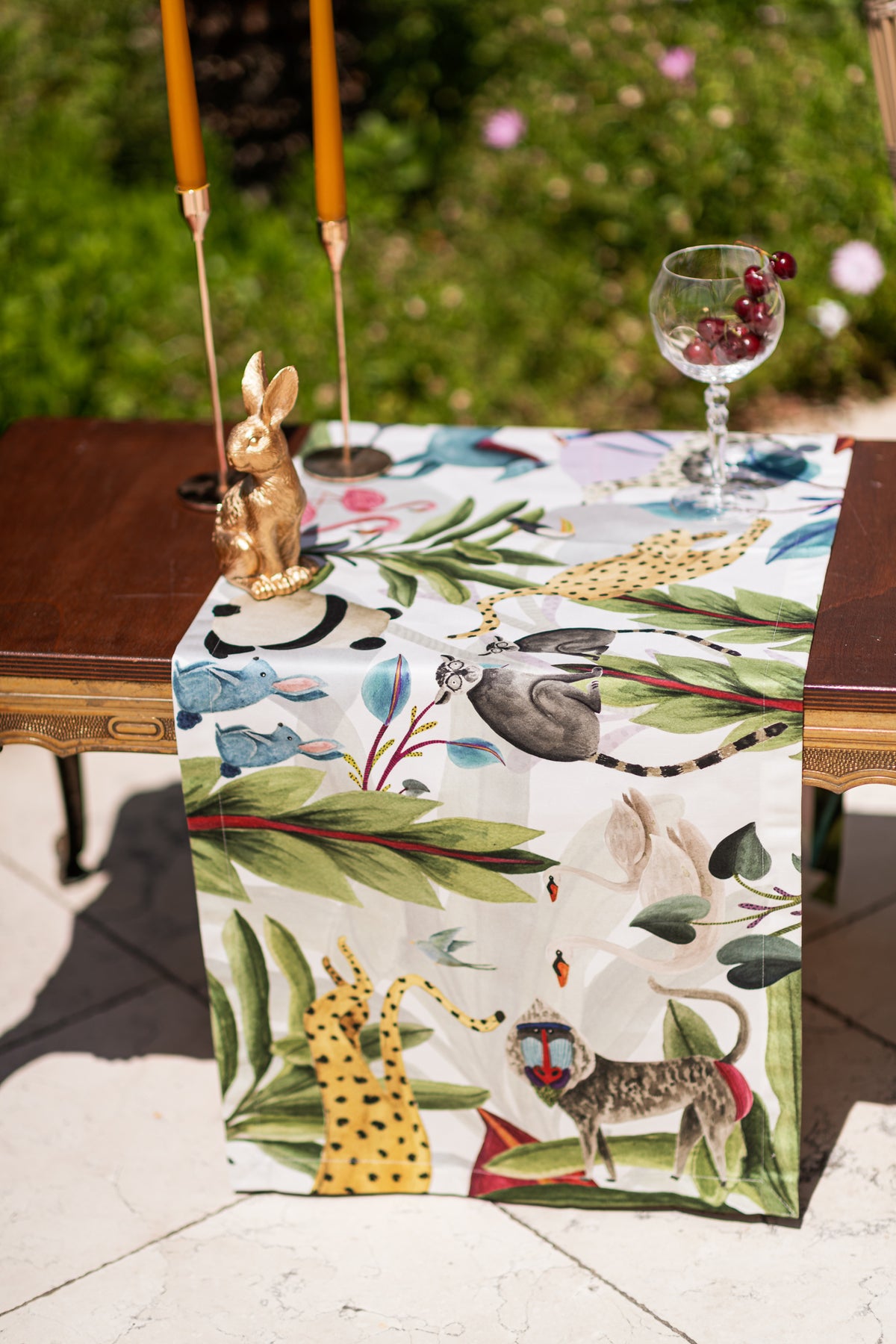 Tischläufer aus Baumwollsatin «Funky Animals» 100% Made in Italy - The Napking