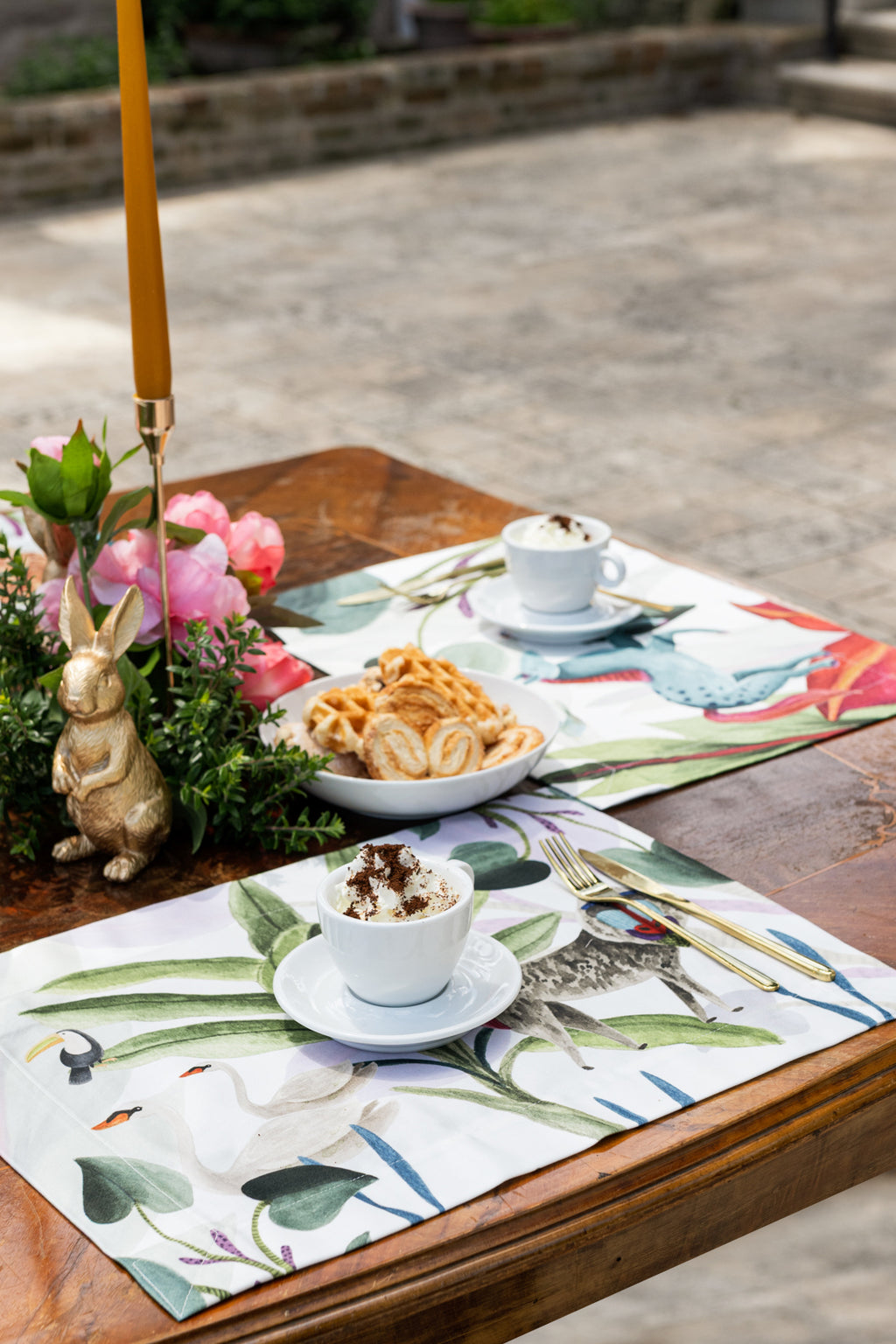 Set of 4 Placemats «Funky Animals» Cotton Satin 100% Made in Italy - The Napking
