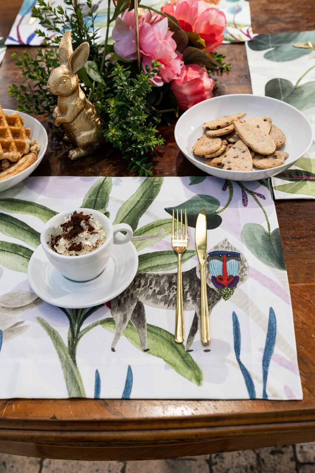 Set of 4 Placemats «Funky Animals» Cotton Satin 100% Made in Italy - The Napking