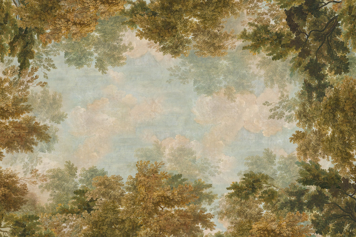 Goblin lino premium mantel con whimsical estampado de bosque, 220 × 220 cm