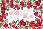 Grenade Cotton Satin tablecloth with pomegranate print, 180 × 270CM
