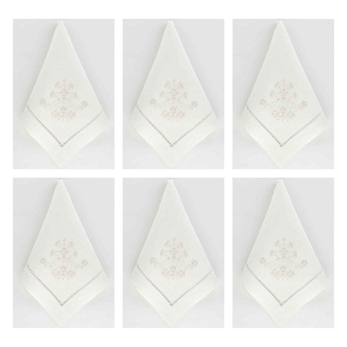 Gwen Set aus 6 handbestickt Servietten 100% Leinen