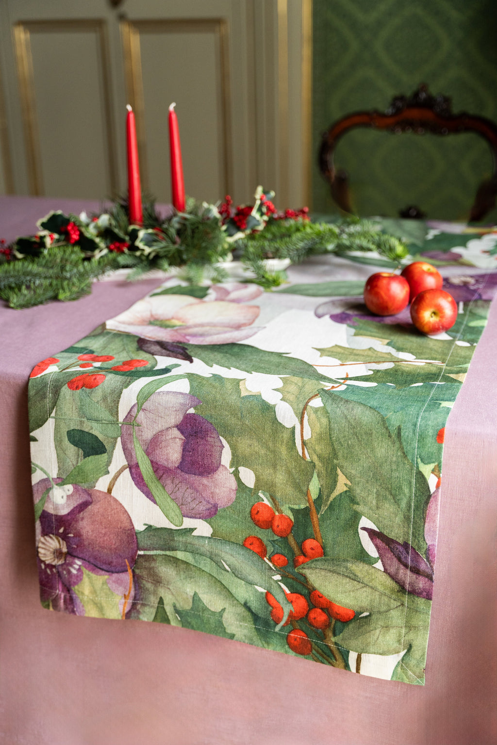 Pure Linen Runner Helleborus 100% Made in Italy - The Napking