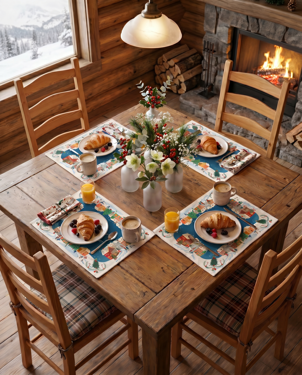 Happy Holidays Set of 4 Linen Blend Placemats, The Napking home textile