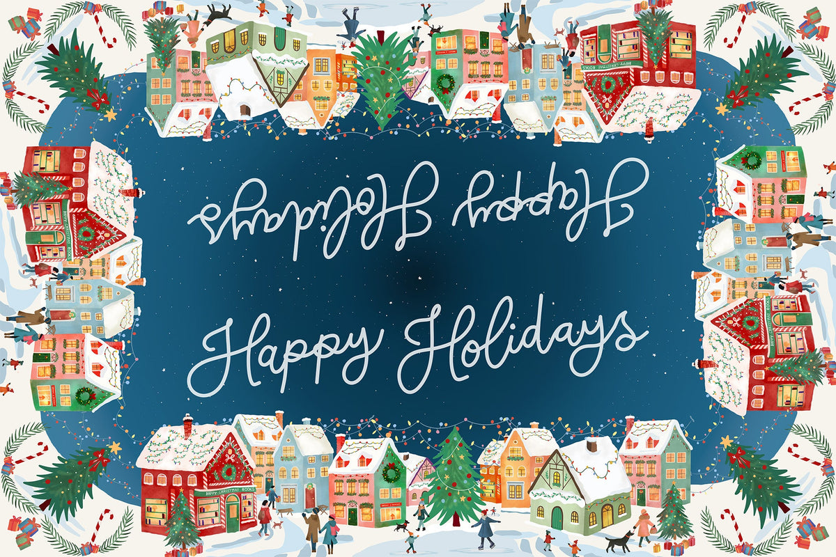 Happy Holidays mezcla de lino y algodón Mantel, The Napking home textile