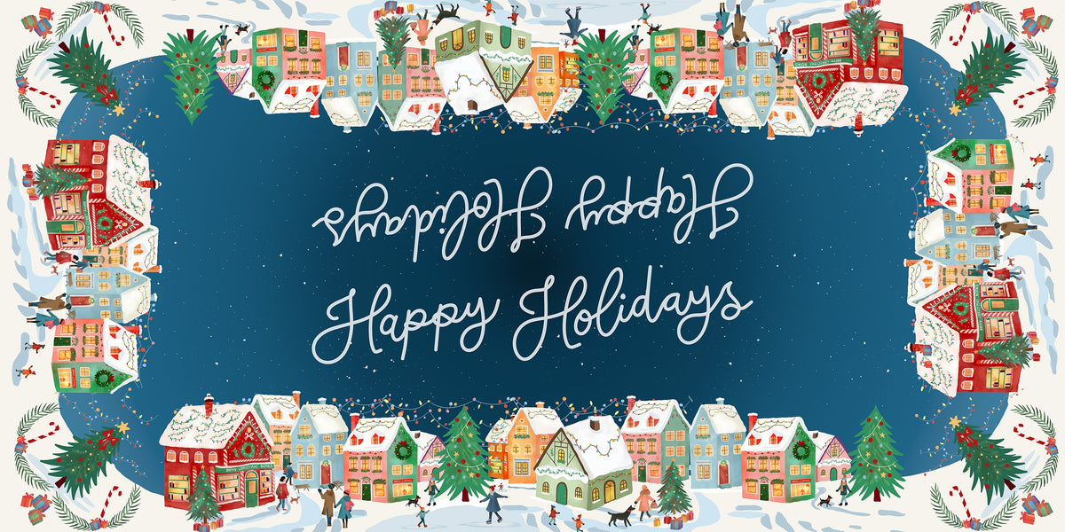Happy Holidays mezcla de lino y algodón Mantel, The Napking home textile