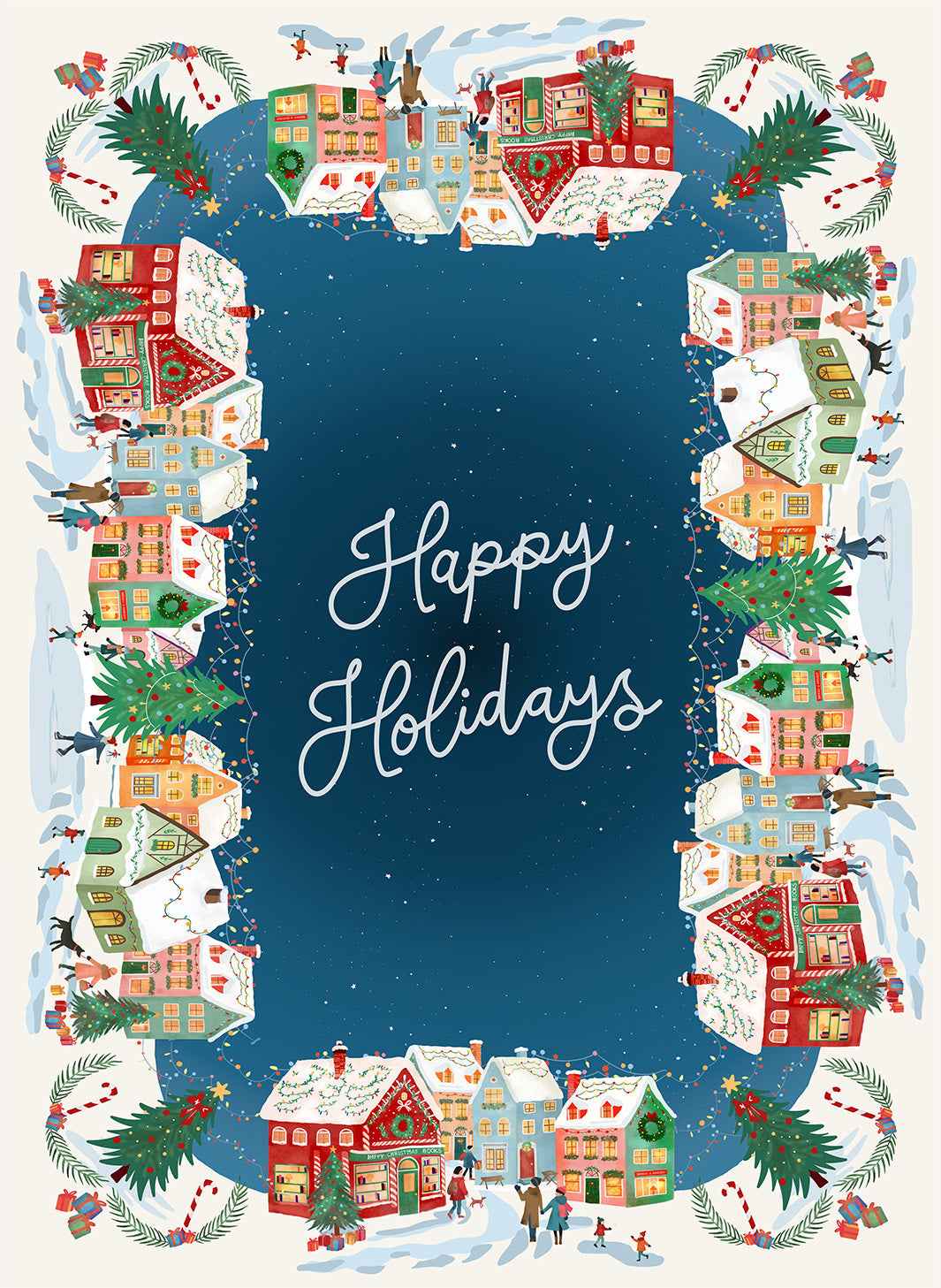 Happy Holidays mezcla de lino y algodón Paño de cocina