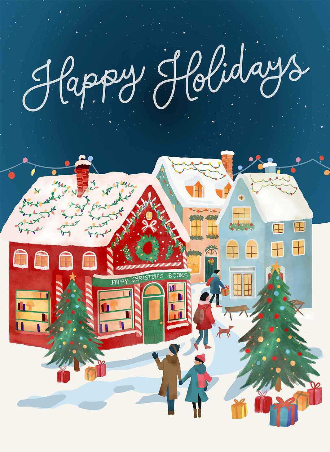 Happy Holidays Linen Blend Kitchen Towel