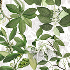 Hedycarya Premium Linen tablecloth with botanical print, 210Ø cm, Green